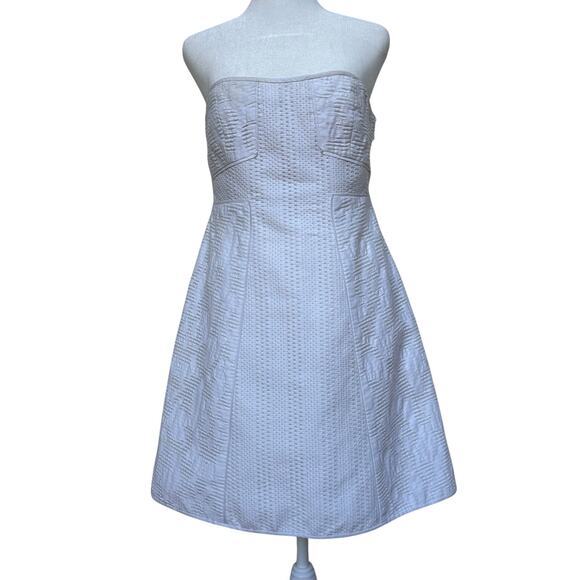 Tibi Strapless White Textured A-Line Dress - Size 6 - Picture 1 of 10